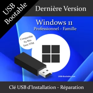 clé USB bootable Windows 11 Professionnel Famille sans TPM