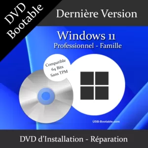 clé USB bootable Windows 11 Professionnel Famille sans TPM